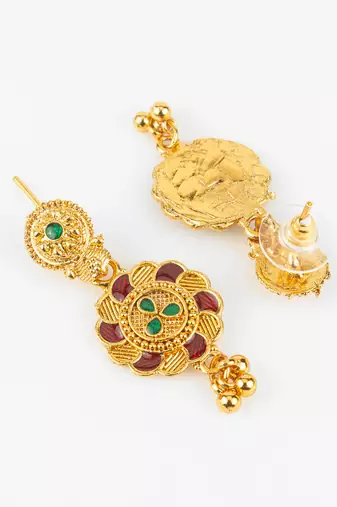 gold plated temple necklace set