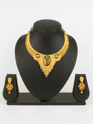 gold plated temple necklace set 1