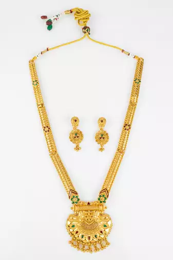 gold plated kemp stone necklace set