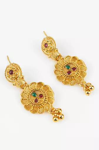 gold plated kemp stone necklace set
