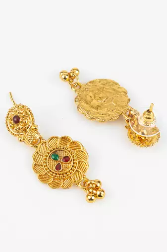 gold plated kemp stone necklace set