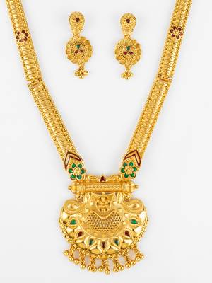 gold plated kemp stone necklace set 5