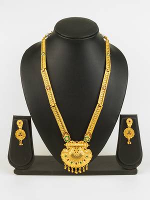gold plated kemp stone necklace set 1