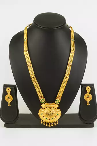 gold plated kemp stone necklace set
