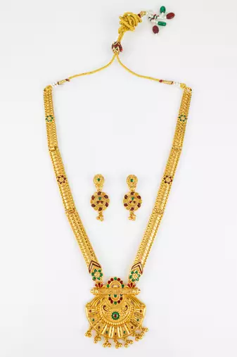 gold plated kemp stone necklace set