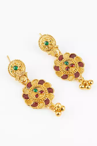 gold plated kemp stone necklace set