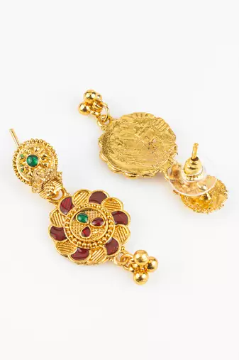 gold plated kemp stone necklace set