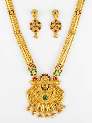 gold plated kemp stone necklace set 5