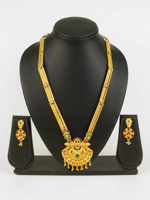 gold plated kemp stone necklace set 1