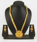 gold plated kemp stone necklace set