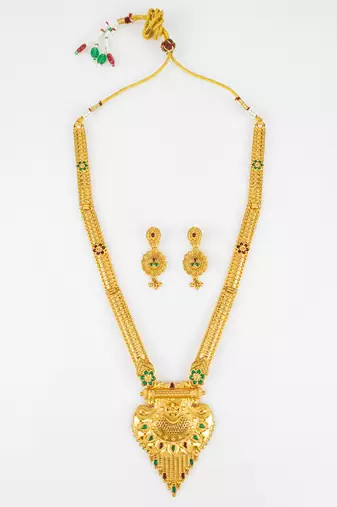 gold plated kemp stone necklace set