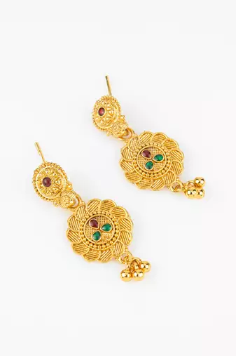 gold plated kemp stone necklace set