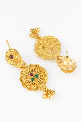 gold plated kemp stone necklace set