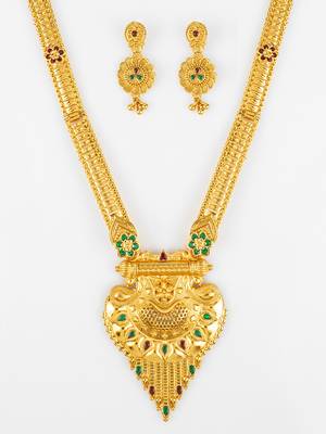 gold plated kemp stone necklace set 5