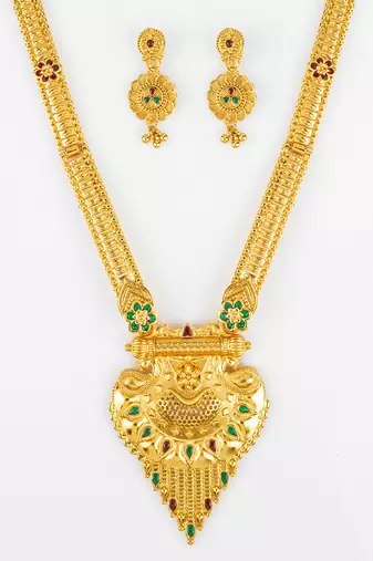 gold plated kemp stone necklace set