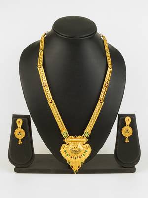 gold plated kemp stone necklace set 1