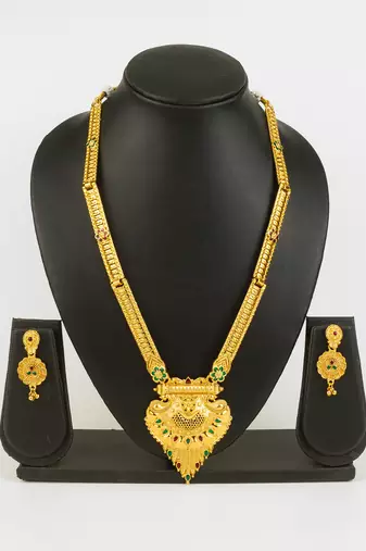 gold plated kemp stone necklace set