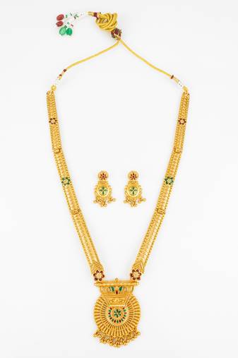 gold plated kemp stone necklace set