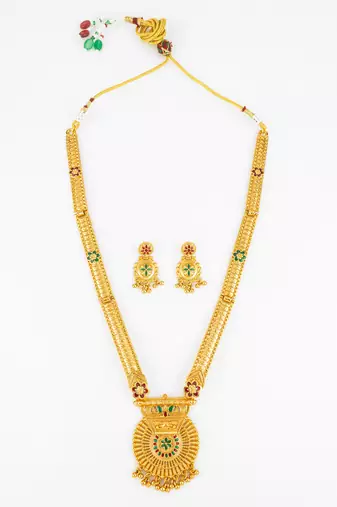 gold plated kemp stone necklace set