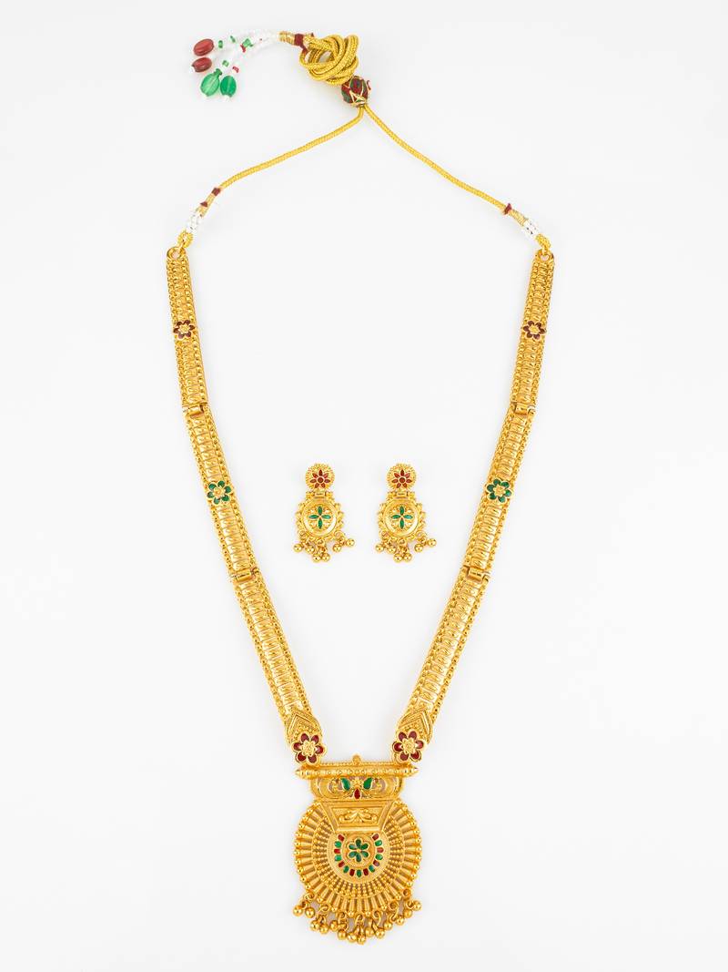 gold plated kemp stone necklace set