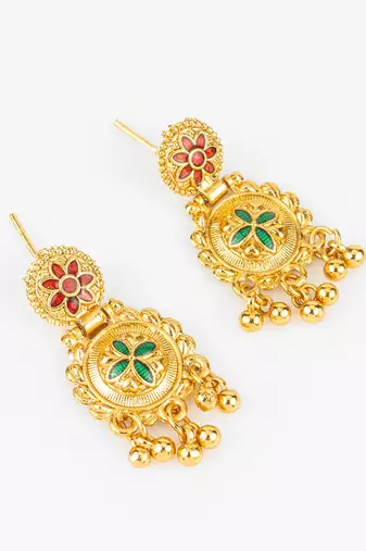 gold plated kemp stone necklace set