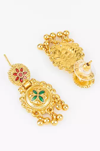 gold plated kemp stone necklace set