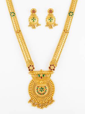 gold plated kemp stone necklace set 4