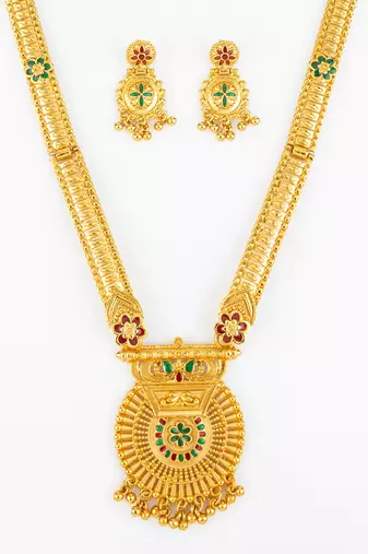 gold plated kemp stone necklace set