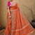 orange jungal flowers jaal with beautiful kasmiri pasmina silk saree