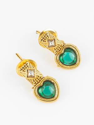 gold plated green heart necklace set 3