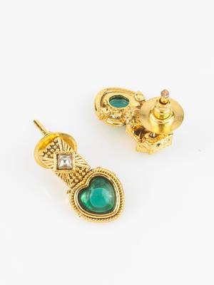 gold plated green heart necklace set 4