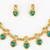 gold plated green heart necklace set