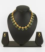 gold plated green heart necklace set