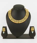gold plated mint green necklace set