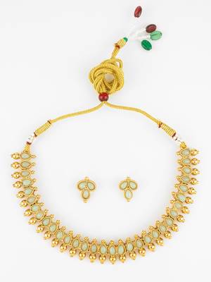 gold plated mint beads necklace set 2