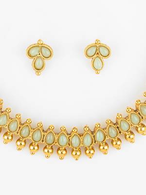 gold plated mint beads necklace set 5
