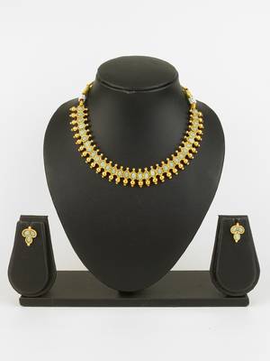 gold plated mint beads necklace set 1