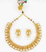 gold plated pearl kundan necklace set
