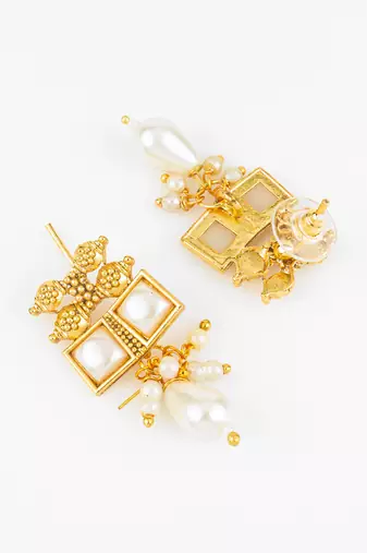 gold plated pearl kundan necklace set