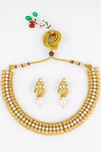gold plated pearl necklace set