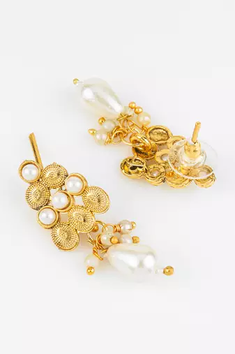 gold plated pearl necklace set