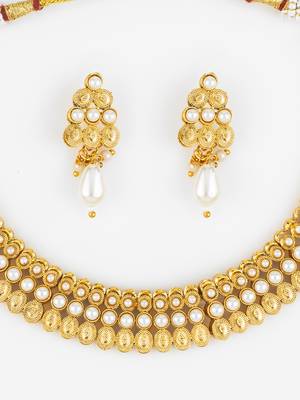 gold plated pearl necklace set 5
