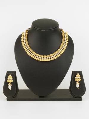 gold plated pearl necklace set 1