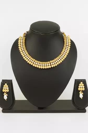 gold plated pearl necklace set