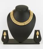 gold plated pearl necklace set