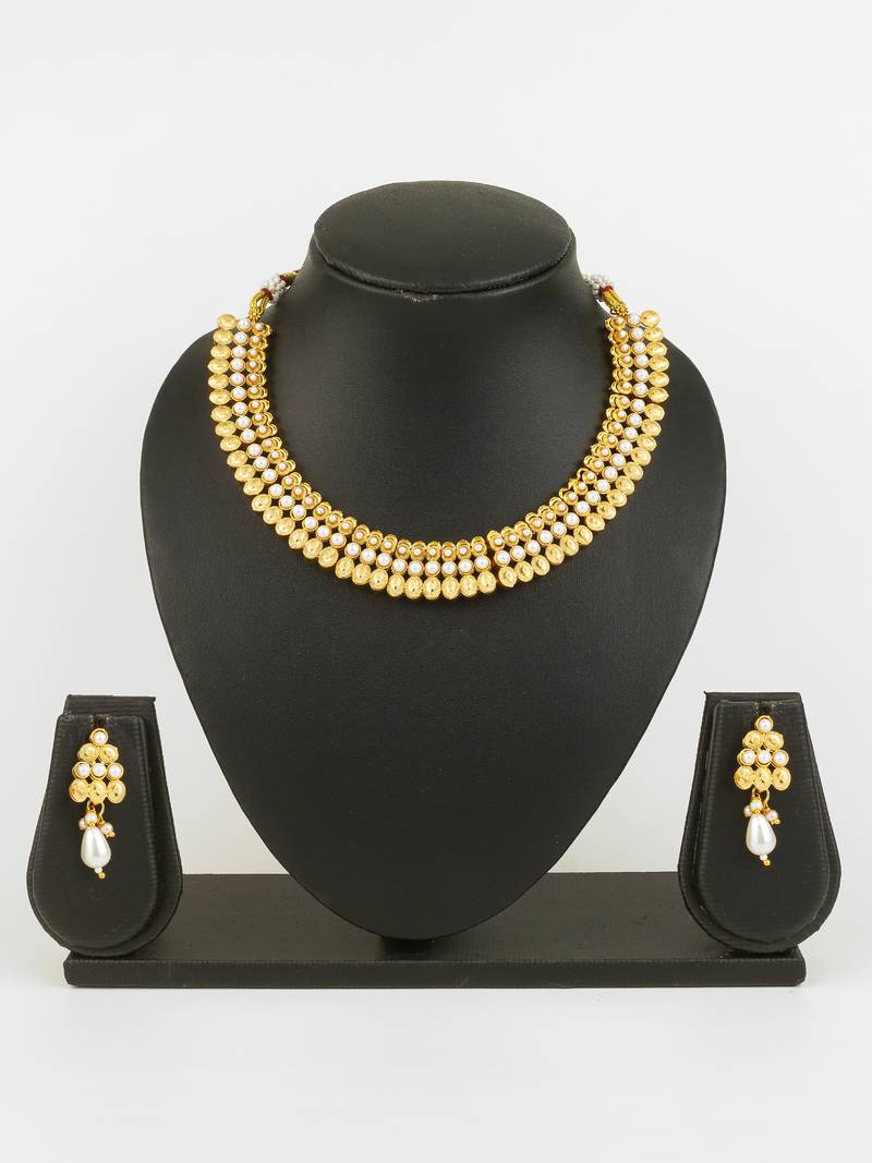 gold plated pearl necklace set