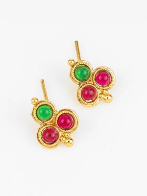gold plated green red necklace set 3