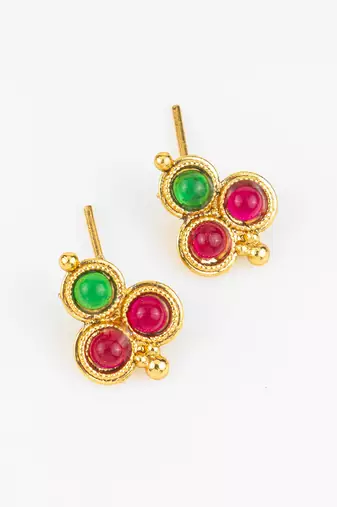 gold plated green red necklace set