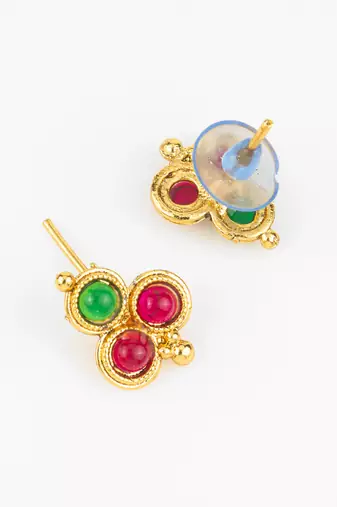 gold plated green red necklace set