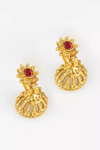 gold plated red green stone necklace set